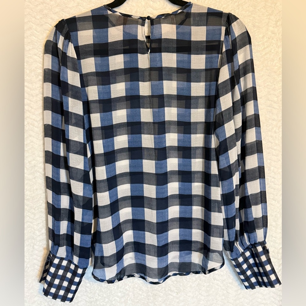 Scotch & Soda Navy and White Plaid Blouse. Size medium. So runway! Absolutely 🔥 - Picture 10 of 10